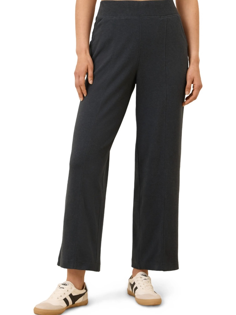 PACT Organic Cotton Airplane Pintuck Wide Leg Pant Charcoal Gray